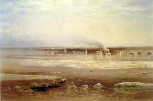 (image for) Handmade oil painting Copy paintings of famous artists Savrasov's Flooding Of The Volga River, 1871