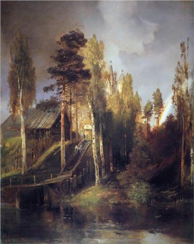 (image for) Handmade oil painting Copy paintings of famous artists Alexey Savrasov's art, Monastery Gates, 1875