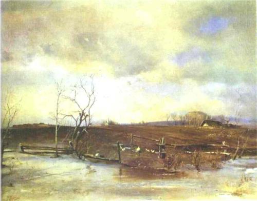 Reproduction of Savrasov's Painting, Spring Kitchen Gardens,1893 Reproduction of Savrasov's Painting, Spring Kitchen Gardens,1893