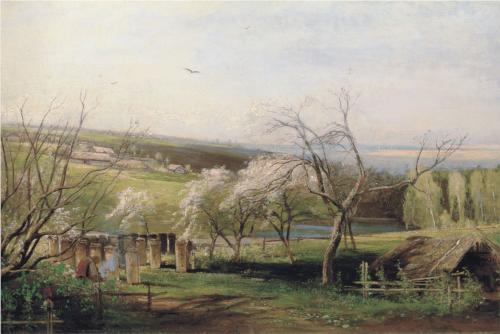 (image for) Handmade oil painting Copy paintings of famous artists Savrasov's Painting, Spring Village View, 1867