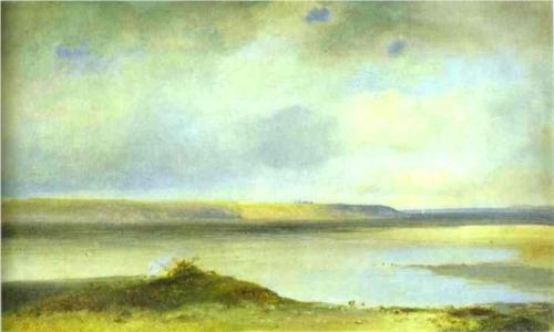 (image for) Handmade oil painting Copy paintings of famous artists Alexey Savrasov's Art, The Volga River Vistas