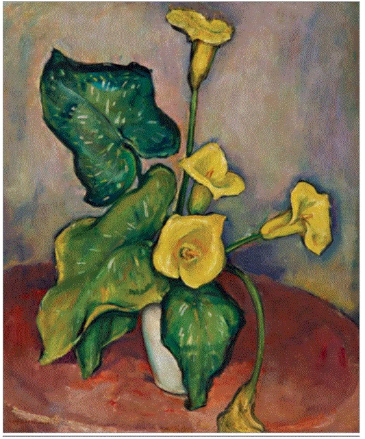(image for) Handmade oil painting Copy paintings of famous artists Anne Goldthwaite - Yellow Calla Lilies