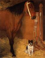 (image for) Handmade oil painting Copy paintings of famous artists At the Stables Horse and Dog 1862