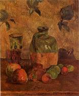 Paul Gauguin painting artwork Apples Jug Iridescent Glass 1884 Paul Gauguin painting artwork Apples Jug Iridescent Glass 1884