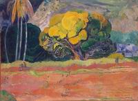 Paul Gauguin painting artwork At the Foot of the Mountain 1892 Paul Gauguin painting artwork At the Foot of the Mountain 1892