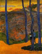 Reproduction of Paul Gauguin painting artwork Blue Trees 1888 Reproduction of Paul Gauguin painting artwork Blue Trees 1888