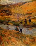 Reproduction of Paul Gauguin painting art Breton Fishermen 1888 Reproduction of Paul Gauguin painting art Breton Fishermen 1888