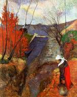 Paul Gauguin paintings artwork of Breton Woman with Pitcher 1888 Paul Gauguin paintings artwork of Breton Woman with Pitcher 1888