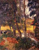 Paul Gauguin painting art Cattle Drinking (aka Edge of the Pond) Paul Gauguin painting art Cattle Drinking (aka Edge of the Pond)