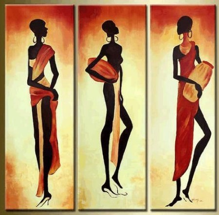 (image for) African Girl Modern Abstract Oil Painting for Home Decals - Click Image to Close