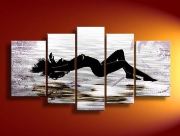 (image for) Beauty on the Beach Abstract Oil Painting on canvas 5 pcs
