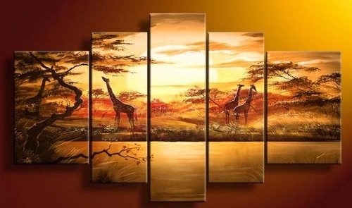 African Giraffe Forest Lake Sun Modern Abstract Art on canvas African Giraffe Forest Lake Sun Modern Abstract Art on canvas
