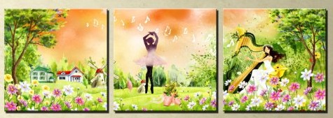 (image for) Romantic Life Modern Abstract Oil Painting On Canvas 3 pcs