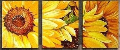 (image for) Yellow Sunflower Modern canvas art Abstract Oil Paintings 3 pcs