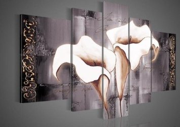 Brown Lily Modern Abstract Oil Painting on canvas of five pcs Brown Lily Modern Abstract Oil Painting on canvas of five pcs
