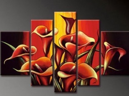 (image for) 5 pcs of Splendid Lily Modern Abstract Oil Painting on canvas