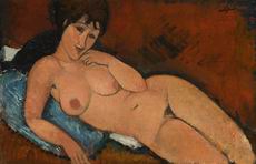(image for) Amedeo Modigliani Paintings Nude on a Blue Cushion, 1917