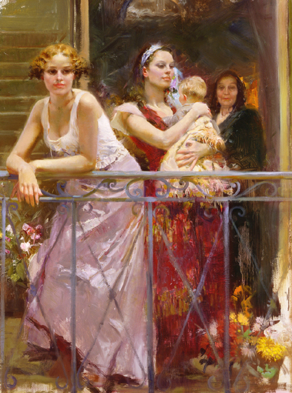 Pino daeni Waiting at The Balcony reproductions on canvas Pino daeni Waiting at The Balcony reproductions on canvas