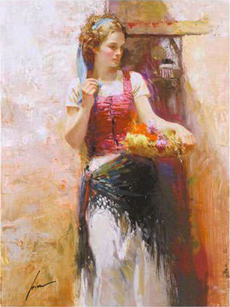 Famous romance paintings, romantic women paintings Flower Basket Reproductions on canvas (image for) Famous romance paintings, romantic women paintings Flower Basket Reproductions on canvas