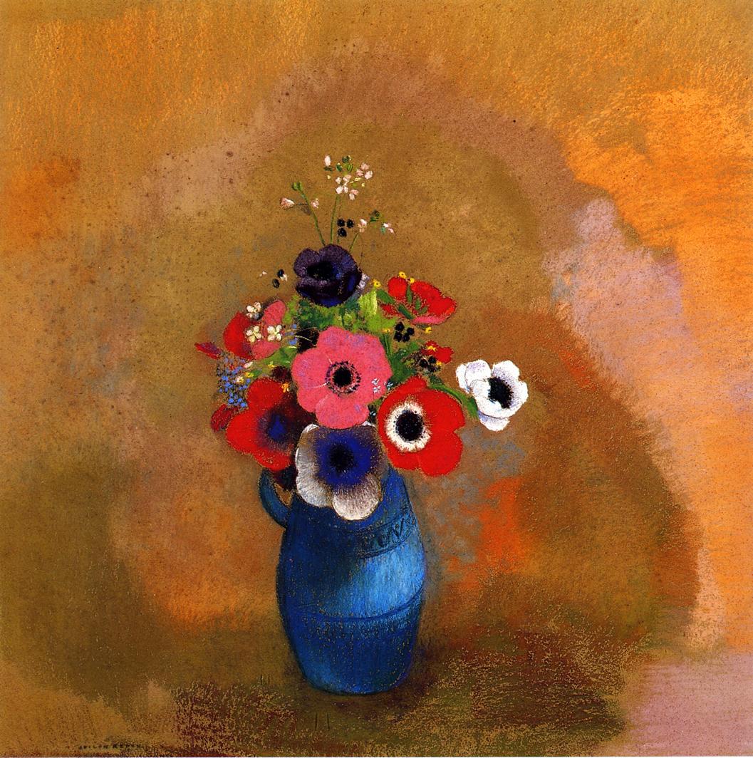 Reproductions of Odilon Redon's art Anemonies in a Blue Vase Reproductions of Odilon Redon's art Anemonies in a Blue Vase