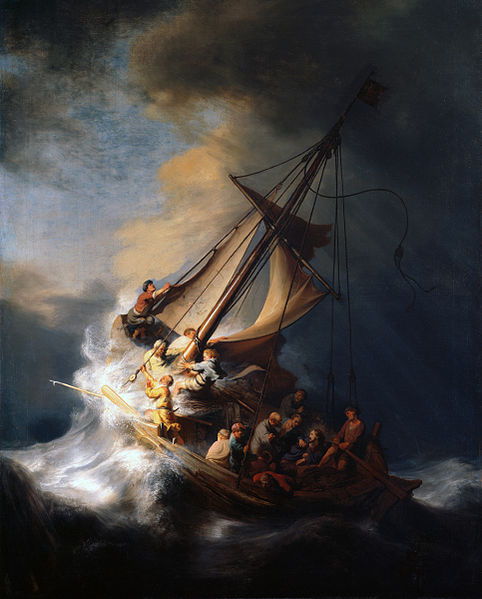 (image for) Handmade oil painting Copy paintings of famous artists Rembrandt art - The Storm on the Sea of Galilee - Click Image to Close