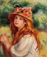 Pierre-Auguste Renoir art Blond in a Straw Hat (aka Seated Girl) Pierre-Auguste Renoir art Blond in a Straw Hat (aka Seated Girl)