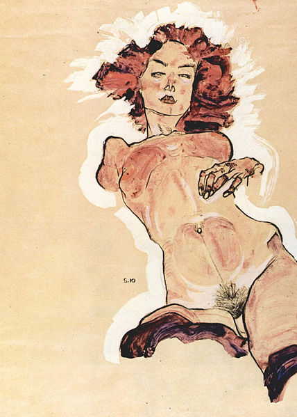 (image for) Reproduction Egon Schiele's Oil Painting Art Female Nude