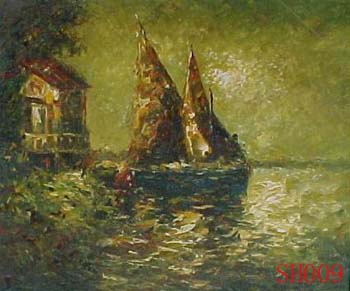 Non-Famous Artist or Original painting on canvas:SeascapeSH009 Non-Famous Artist or Original painting on canvas:SeascapeSH009