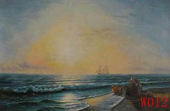 Non-Famous Artist or Original painting on canvas: SeascapeW012 Non-Famous Artist or Original painting on canvas: SeascapeW012