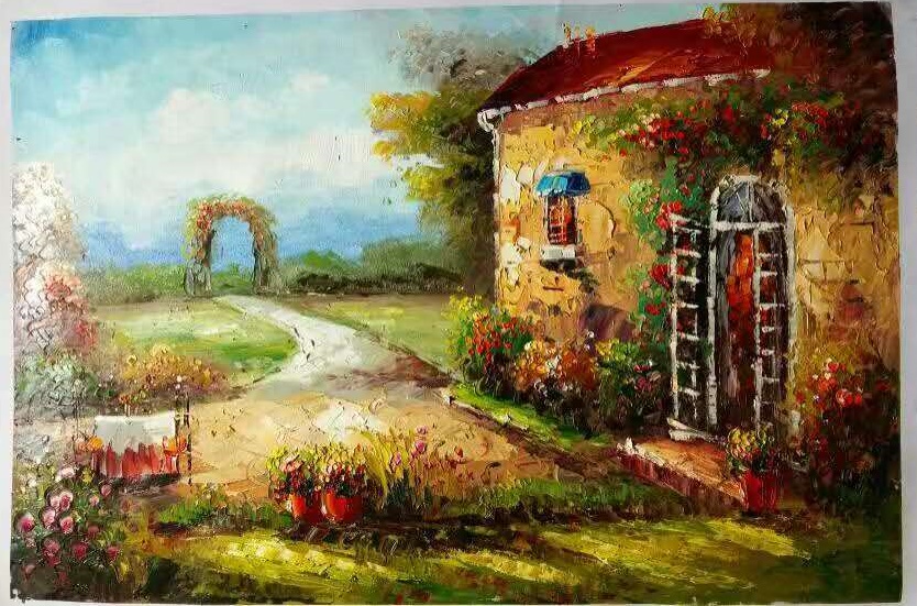 (image for) Knife painting on canvas italian landscape oil paintings