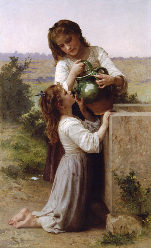 (image for) William Bouguereau Oil Paintings Handmade oil painting Copy paintings of famous artists A La Fontaine - Click Image to Close