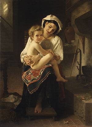 (image for) William Bouguereau art Young Mother Gazing at Her Child 1871 - Click Image to Close