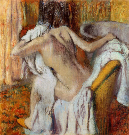 (image for) Handmade oil painting Copy paintings of famous artists After the Bath Woman Drying Herself 1890-1895 - Click Image to Close