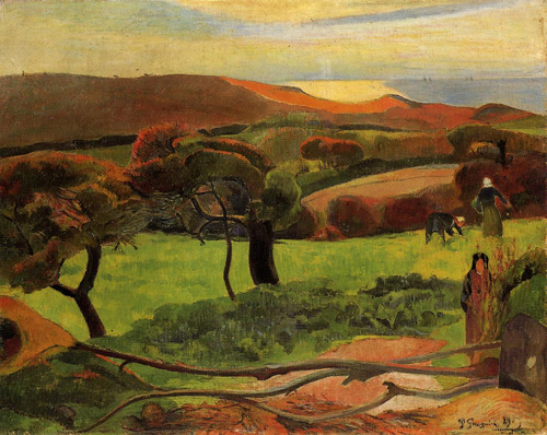 (image for) Paul Gauguin paintings art Breton Landscape Fields by the Sea - Click Image to Close