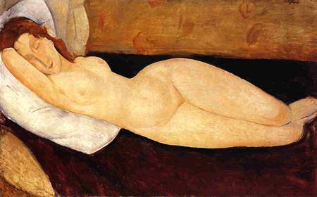 (image for) Amedeo Modigliani Reclining Nude, Head Resting on Right Arm 1919 - Click Image to Close