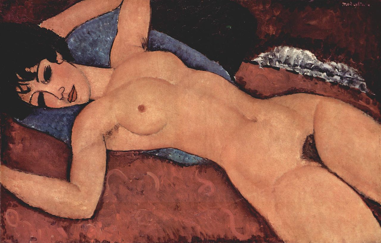 (image for) Amedeo Modigliani Paintings artwork Red Nude, 1917 - Click Image to Close