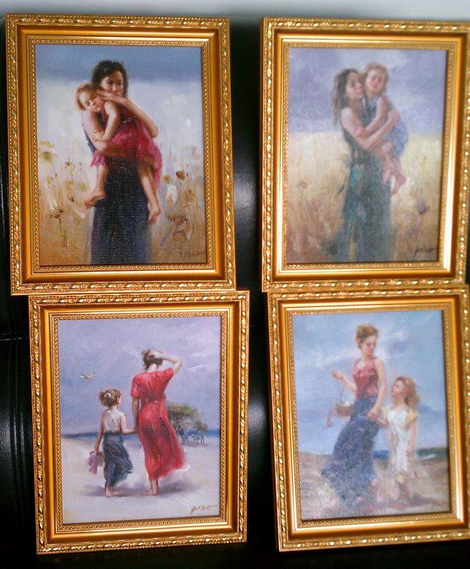 (image for) 4 pcs 6"x 8" Framed oil painting reproductions Pino Daeni's art - Click Image to Close