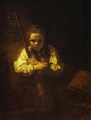 (image for) Handmade oil painting Copy paintings of famous artists A A Girl With A Broom 1651 - Click Image to Close