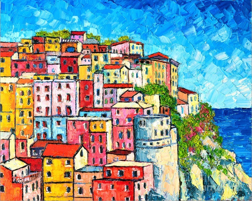 (image for) Cinque Terre Italy Manarola Colorful Houses, italian landscape - Click Image to Close