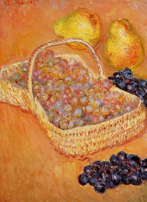 (image for) Claude Oscar Monet paintings Basket Of Graphes Quinces And Pears - Click Image to Close