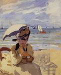Claude Oscar Monet art Camille Sitting On The Beach At Trouville Claude Oscar Monet art Camille Sitting On The Beach At Trouville