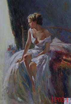 Non-Famous Artist or Original oil painting on canvas:PeopleIP51 Non-Famous Artist or Original oil painting on canvas:PeopleIP51