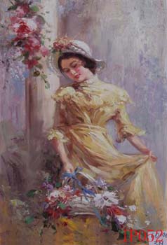 Non-Famous Artist or Original oil painting on canvas:PeopleIP52 Non-Famous Artist or Original oil painting on canvas:PeopleIP52