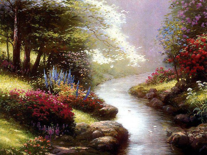 (image for) Thomas Kinkade paintings, no.4 Handmade oil painting Copy paintings of famous artists paintings - Click Image to Close