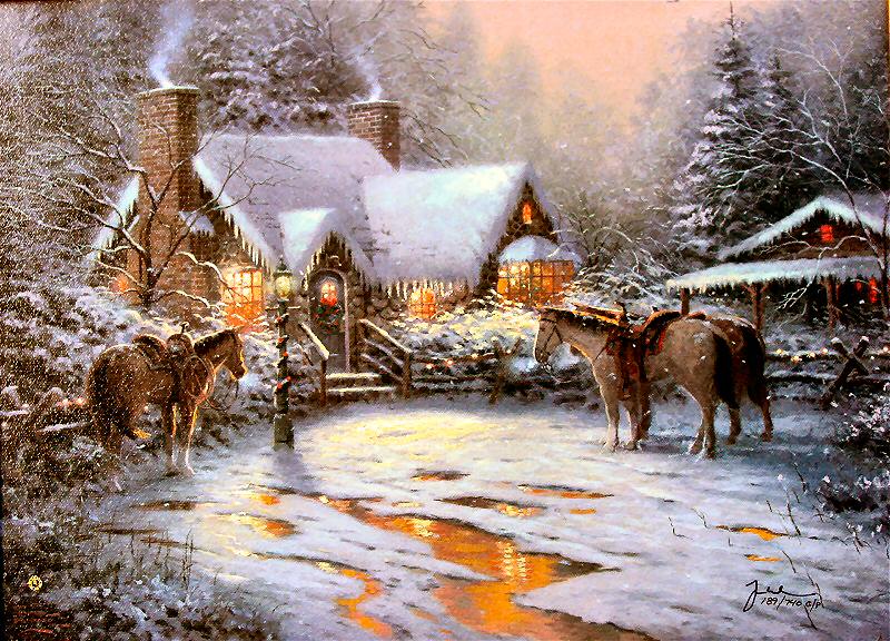 (image for) Reproductions painting A Christmas Welcome Christmas Cottage VII