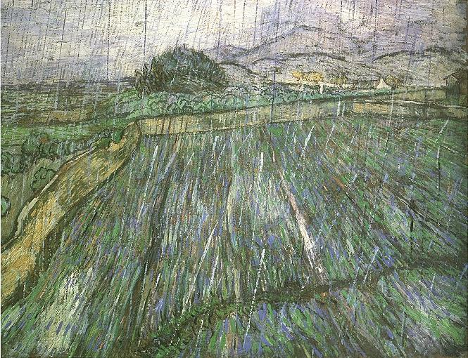 Van gogh oil painting artwork Wheat Field in Rain (image for) Van gogh oil painting artwork Wheat Field in Rain