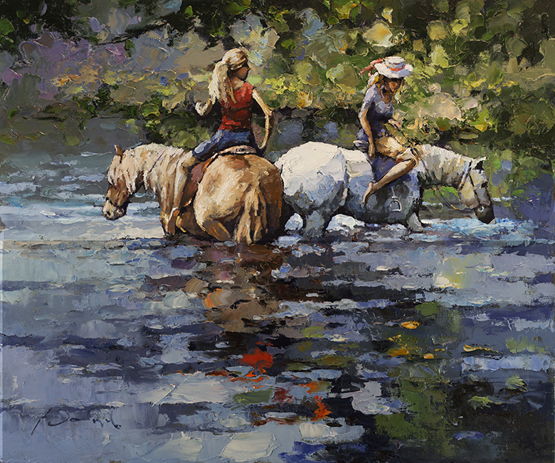 Reproduction Alexi Zaitsev knife painting Bathing of horses