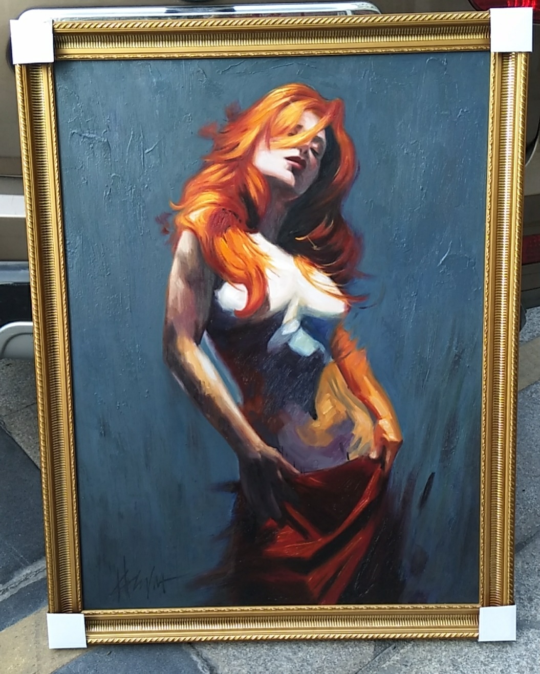 40" x 30" Framed oil painting Reproduction Henry Asencio fire