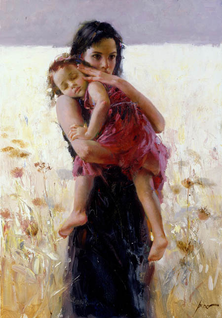 (image for) Pino Daeni paintings Maternal Instincts Reproductions on canvas